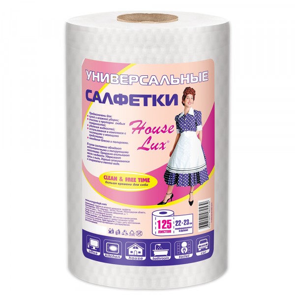 Фото Салфетки универсальные house lux сухие 125шт