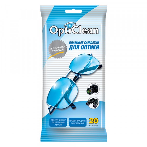 Салфетки влажные opti clean 20шт для оптики