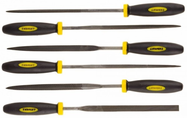 Фото Набор надфилей 6шт 100мм с двухкомп. ручкой stayer 16010-н6_z01