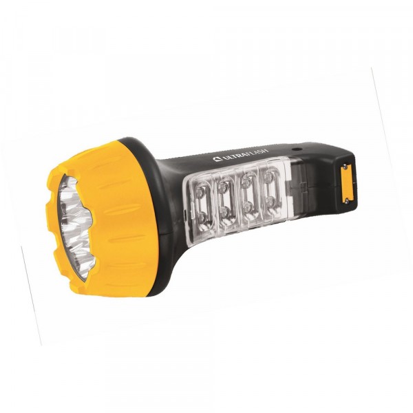 Фото Фонарь ultra flash led 3818 7+8 led черн/желтый аккумулятор.akku profi