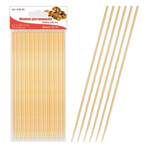 Шпажки для шашлыка 100шт 25см multidom vl80-49
