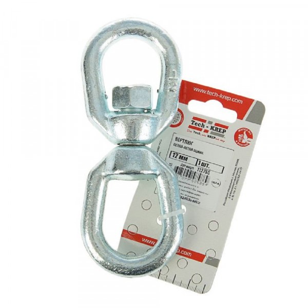 Фото Вертлюг петля-петля оцинк. 12мм (1 шт) - ярлык tech-krep