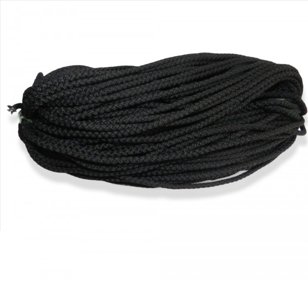 Фото Шнур вязаный пп 6 мм с серд., универс., черный, 20 м