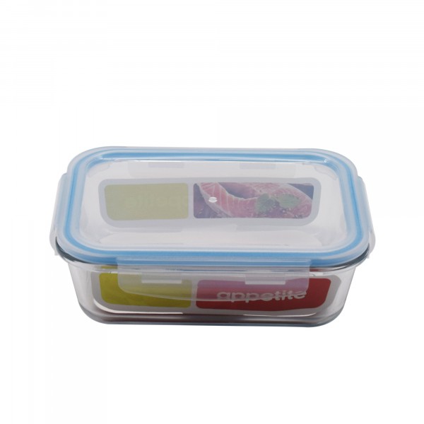 Фото Контейнер прямоугольный 1040мл appetite стекло с клапаном синий sl1040rb