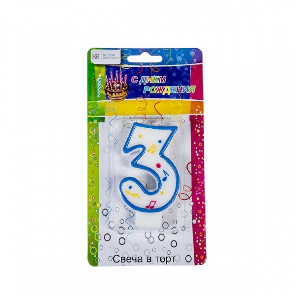 Фото Свеча-цифра 3 kukina raffinata  4.5*7.5cм n-3 202564