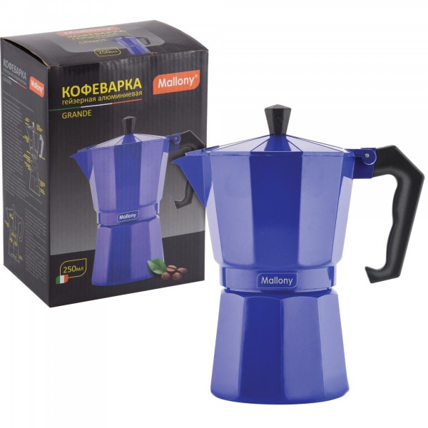 Кофеварка гейзерная grande mallony на 6 чашек алюминий 004263