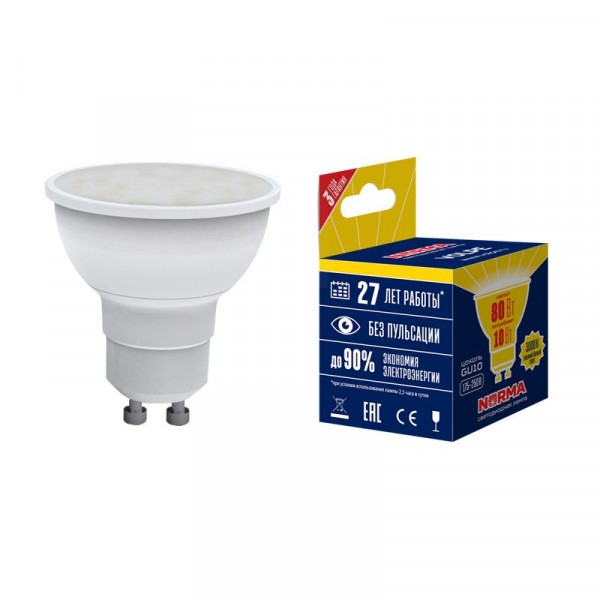 

лампа светодиодная volpe norma led-jcdr-10w gu10 рефлекторная 3000к