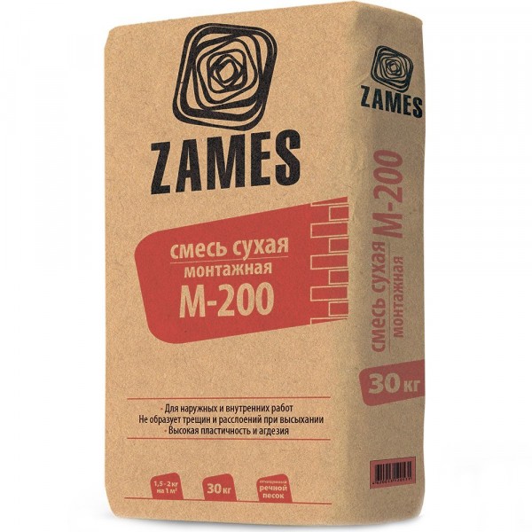 

смесь сухая монтажная zames м200, 30 кг