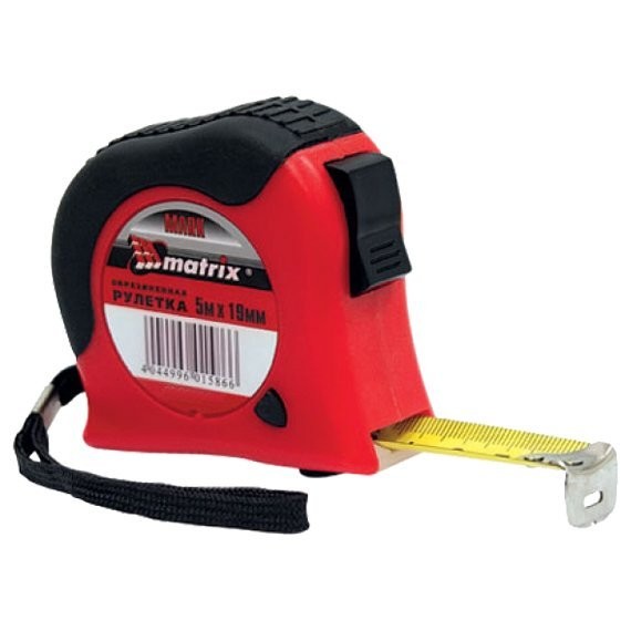 Рулетка 7,5м 25мм двойная плавная фиксация обрезиненный корпус matrix 31058