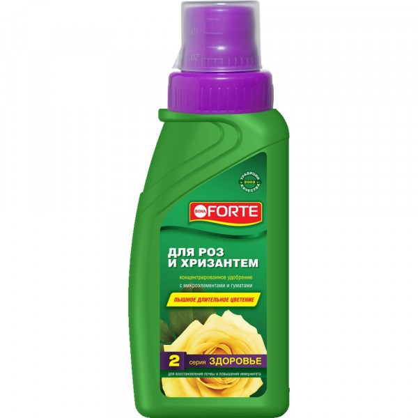 Фото Удобрение bona forte здоровье органо-минеральное для роз и хризантем 285мл