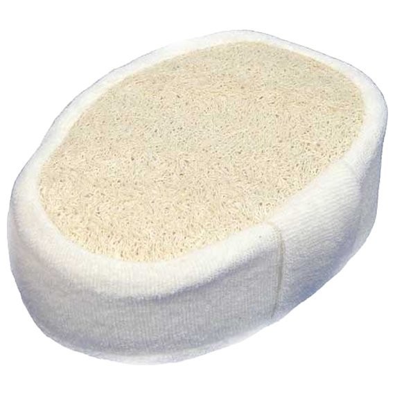 Фото Мочалка из люфы, спонж мягкий с хлопком 11*15*5 см банные штучки