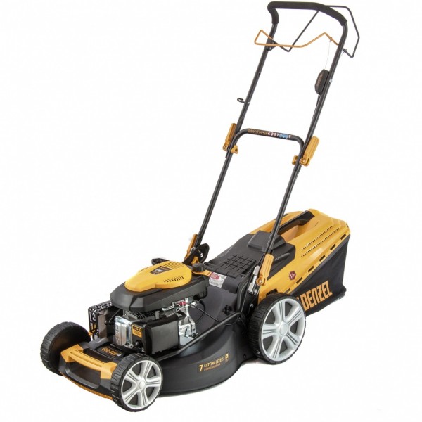 Фото Газонокосилка бензиновая gld-520sp, 196 куб.см., шир. 52 см,самоход.,7 уров.,травосб. 60 л// denzel