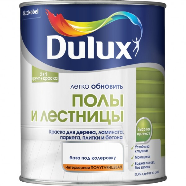 

краска dulux полы и лестницы база bw белая п/глянц 2л
