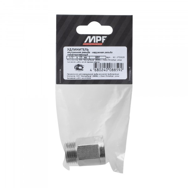 удлинитель шестигранный 1/2" х 25 мм (никель) mpf, mp-у