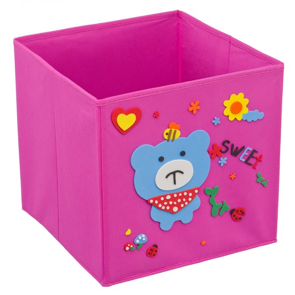 Фото Кофр с аппликацией 300*300*300 мишка с пчелкой handy home розовый детский uc-121