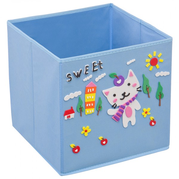 Фото Кофр с аппликацией 300*300*300 котик handy homе голубой детский uc-113