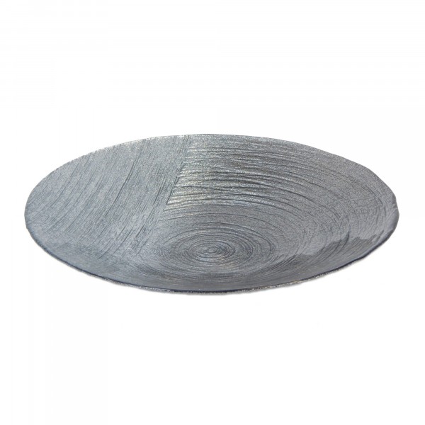 Фото Блюдо 30см серебряный туманаксам стекло 18865