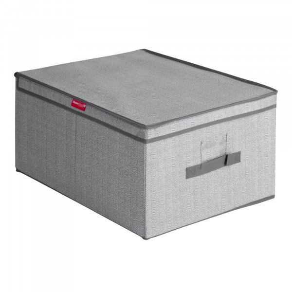 Фото Короб для хранения 40*50*25см мастер хаус складной с крышкой,ручкой и кармашком 60636