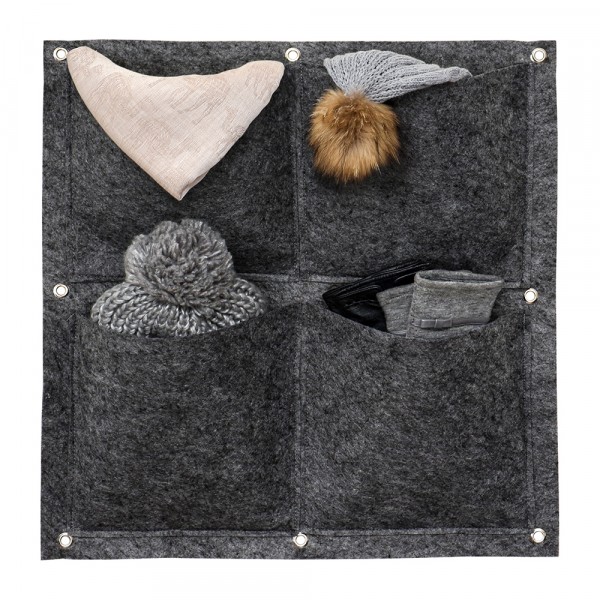 Фото Орйзер подвесной из фетра 50*50см 2,5л*4кармана qwerty серый 66539