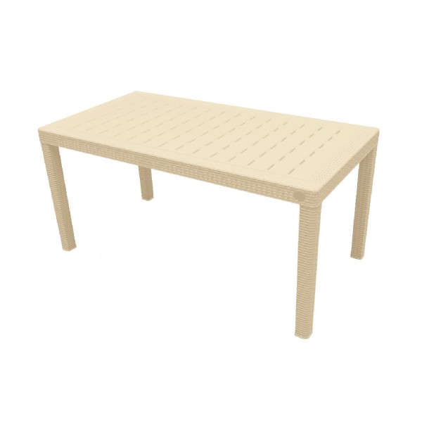 Фото Стол пластиковый большой  rattan 1532*789*701мм, сливочный