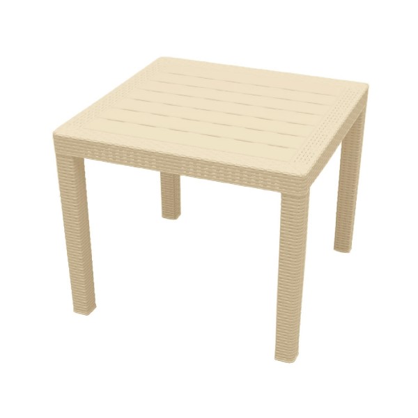 Фото Стол пластиковый малый rattan 789*789*701мм, сливочный
