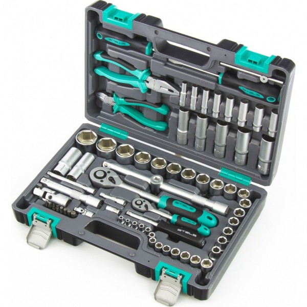 

набор инструментов, 1/2", 1/4", crv, пластиковый кейс 69 предмета, stels