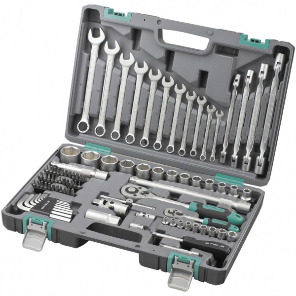 

набор инструментов, 1/2", 1/4", crv, пластиковый кейс 88 предмета, stels