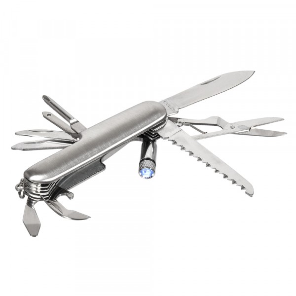Фото Мультиинструмент универсал (нержавеющая сталь, 14 функций, со светодиодным фонариком) boyscout 61285