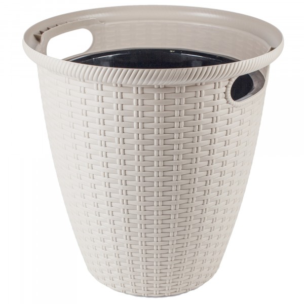 Фото Кашпо напольное rattan d470мм/50л с внутренним горшком 27л сливочный