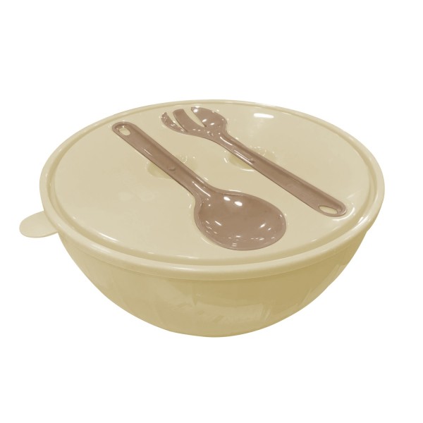 Салатник bono 5л с крышкой и приборами, сливочный крем