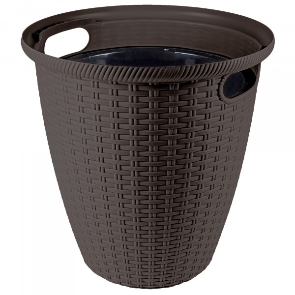 Фото Кашпо напольное rattan d 470мм/50 л с внутренним горшком 27 л горький шоколад