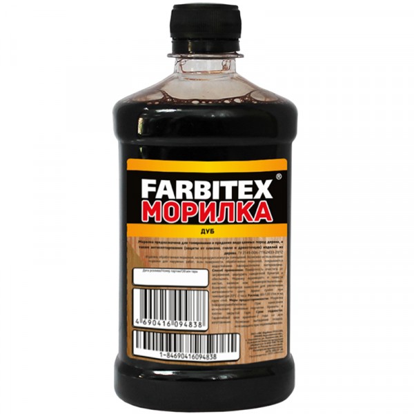 Фото Морилка деревозащитная farbitex водная дуб 0,5 л