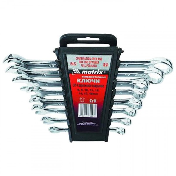 Фото Набор ключей комбинированных  8шт 8*19мм матовые matrix 15406