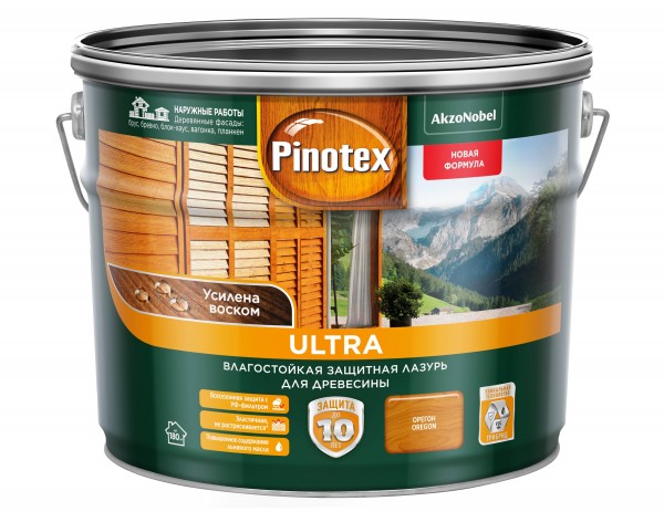 

влагостойкая лазурь для дерева pinotex ultra орегон 9л