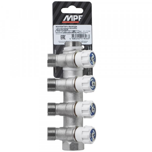 Фото Коллектор с регул. вентилями 4 вых. 3/4х1/2 наруж. рез. mpf, mp-у