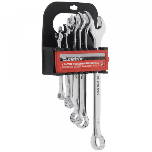 Фото Набор ключей комбинированных  6шт 8*17мм матовые matrix 15404