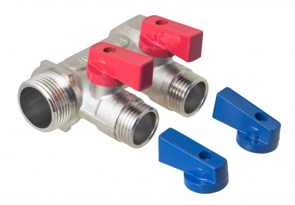 Фото Коллектор с отсекающими кранами 2 выхода х 3/4 х 1/2 наруж. рез. mp-у