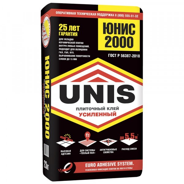 

клей для плитки unis 2000, 23 кг