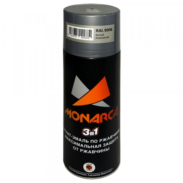 Фото Грунт-эмаль monarca по ржавчине аэрозольная белый алюминий 0,52л