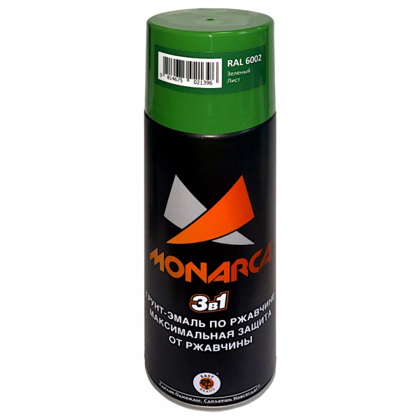 Фото Грунт-эмаль monarca по ржавчине аэрозольная зеленый лист 0,52л
