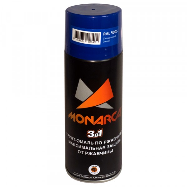 Фото Грунт-эмаль monarca по ржавчине аэрозольная сигнальный синий 0,52л