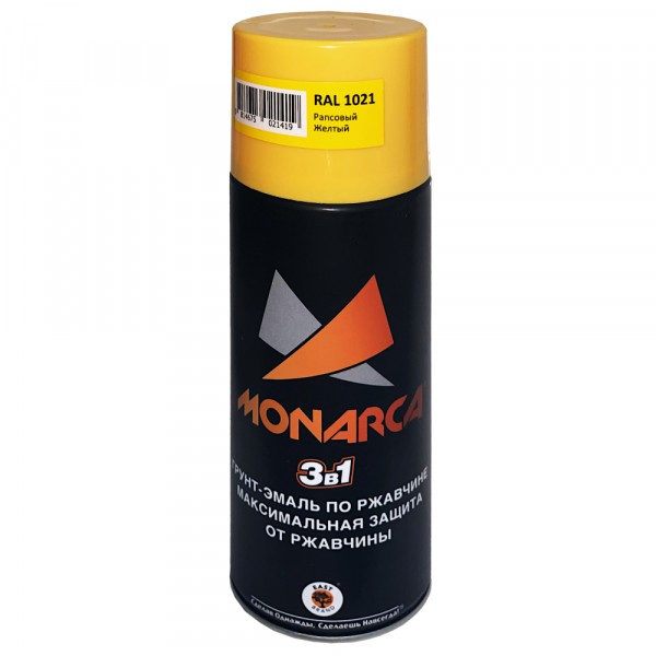 Фото Грунт-эмаль monarca по ржавчине аэрозольная рапсовый желтый 0,52л