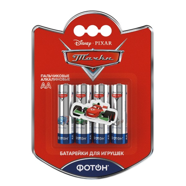 Фото Батарейка аа алкалиновая фотон тачки+наклейка, 4шт