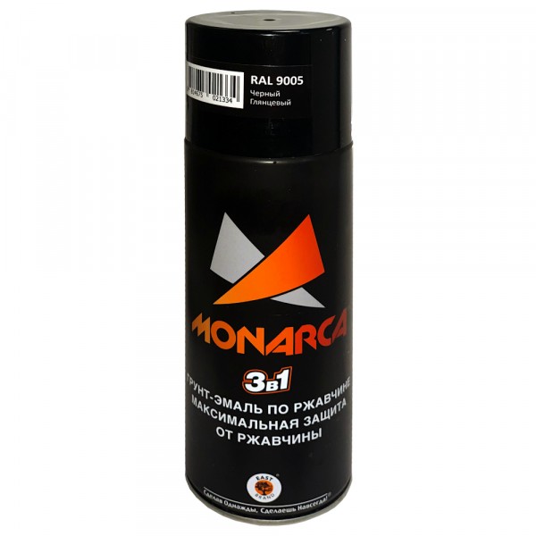 Грунт-эмаль monarca по ржавчине аэрозольная черный глянцевый 0,52