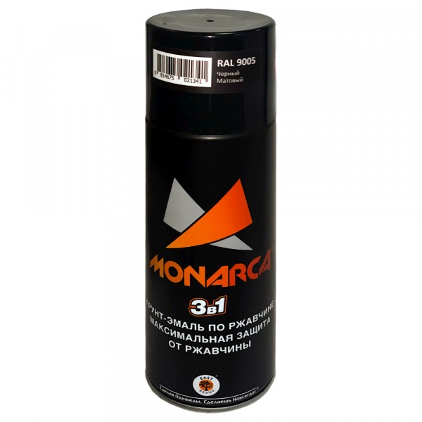 Фото Грунт-эмаль monarca по ржавчине аэрозольная черный матовый 0,52л