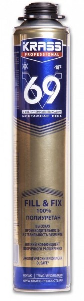 

пена монтажная krass 890мл v69 профи зима