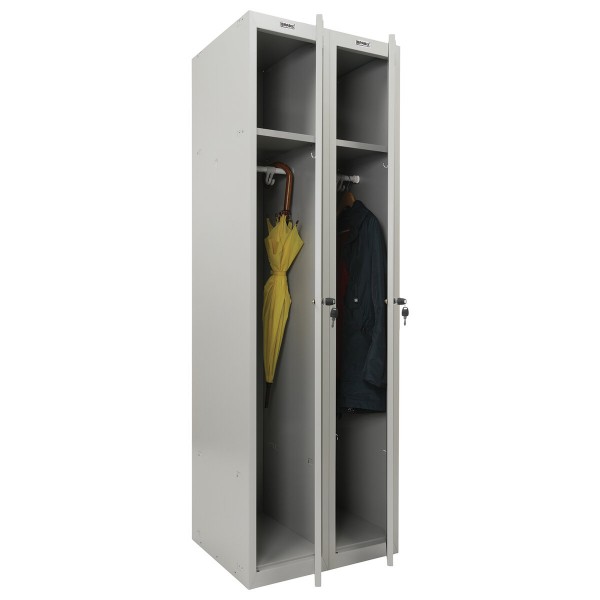 шкаф металлический для одежды brabix lk 21-60, усиленный,2 секции,1830х600х500 мм,32 кг,291126