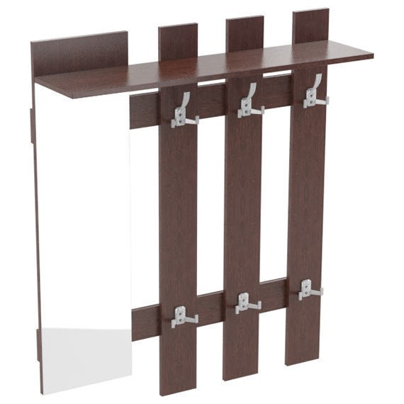 Фото Вешалка с крючками и зеркалом так-9 (1,0*0,270*1,180) венге темный