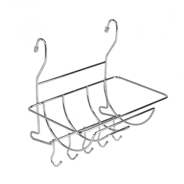 Фото Полка на рейлинг для полотенец, с крючками, хром