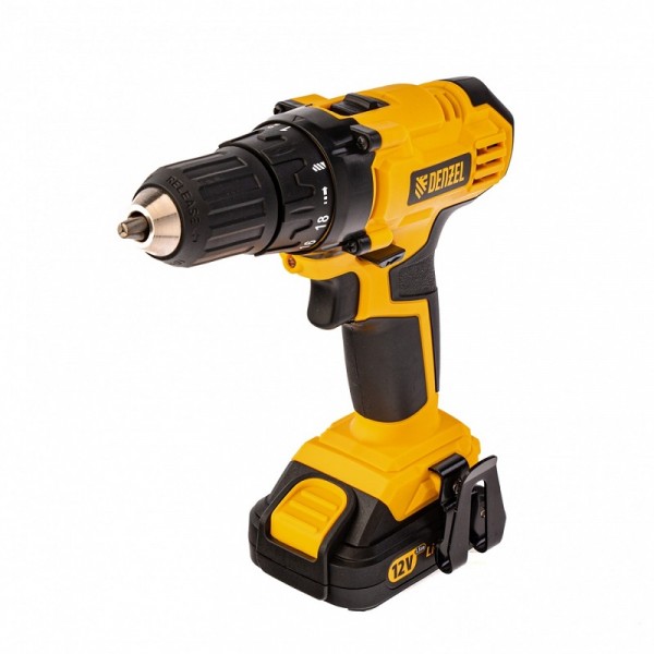 дрель-шуруповерт аккумуляторная cdl-ib-12-02 li-ion 12 в 15 ач 2 аккумулятора denzel 592400₽